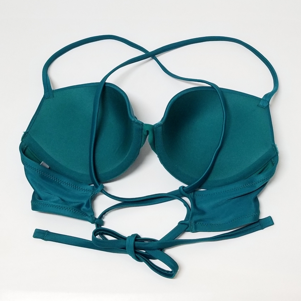 Aerie Turquoise Perkier Pushup Crossback Underwire Bikini Top Sz 34B - Picture 3 of 7